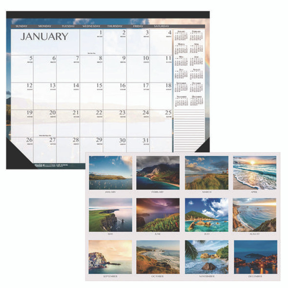 Recycled Earthscapes Desk Pad Calendar, Seascapes Photography, 22 x 17, Black Binding/Corners,12-Month (Jan to Dec): 2025