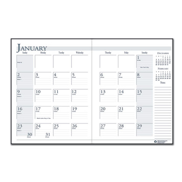 Recycled Ruled 14-Month Planner with Leatherette Cover, 11 x 8.5, Black Cover, 14-Month: Dec 2024 to Jan 2026