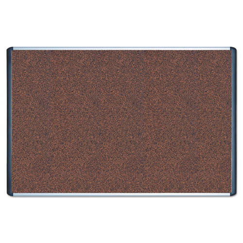 Tech Cork Board, 72" x 48", Tan Surface, Silver/Black Aluminum Frame