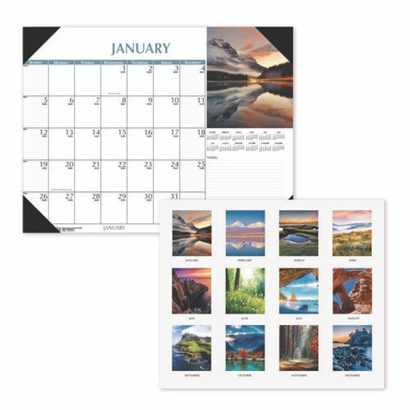Earthscapes Scenic Desk Pad Calendar, Scenic Photos, 22 x 17, White Sheets, Black Binding/Corners,12-Month (Jan-Dec): 2025