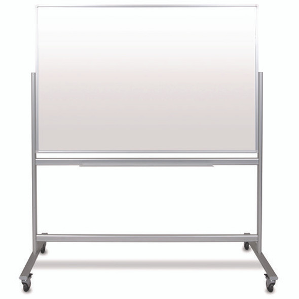 Mobile Magnetic Glass Dry Erase Board, 60" x 40", White Surface, Silver Aluminum Frame Mobile Magnetic Glass Dry Erase Board, 60" x 40", White Surface, Silver Aluminum Frame
