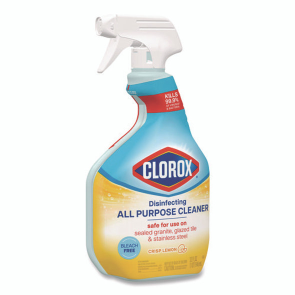 Disinfecting All Purpose Cleaner Spray, Crisp Lemon Scent, 32 oz Bottle, 9/Carton