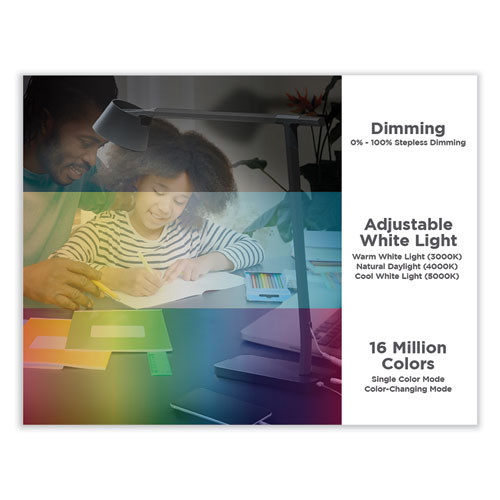 PureOptics Verve Designer Series LED Desk Lamp with USB Port, 17.32" High, Black