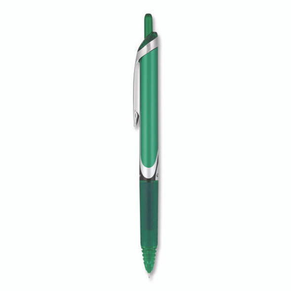 Precise V5RT Rollerball Pen, Retractable, Extra-Fine 0.5 mm, Green Ink, Green/Silver Barrel