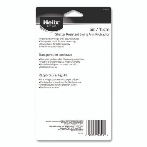 180° Shatter Resistant Swing Arm Protractor, 6" Ruler Edge/10 cm Ruler Edge, Plastic, Randomly Assorted Color