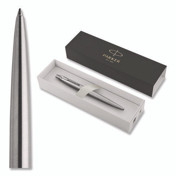 Jotter Ballpoint Pen, Retractable, Fine 0.5 mm, Blue Ink, Stainless Steel Barrel