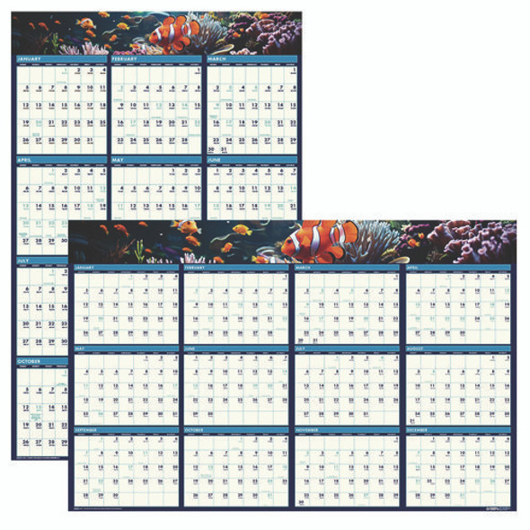 Earthscapes Recycled Reversible/Erasable Yearly Wall Calendar, Sea Life Photos, 24 x 37, White Sheets, 12-Month(Jan-Dec):2025