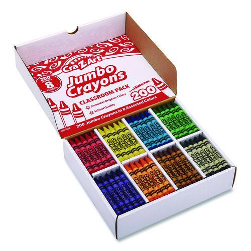 Jumbo Crayons, 8 Assorted Colors, 200/Pack