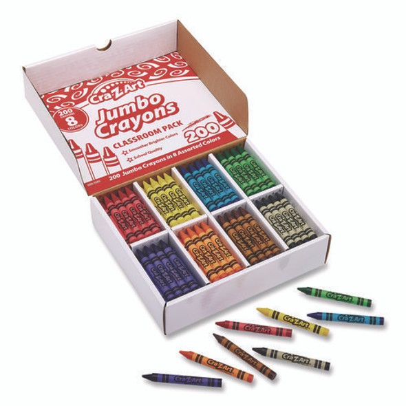 Jumbo Crayons, 8 Assorted Colors, 200/Pack