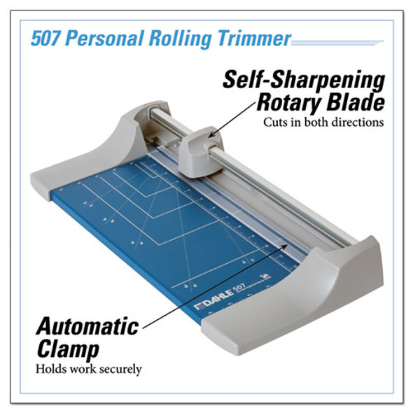 Rolling/Rotary Paper Trimmer/Cutter, 7 Sheets, 12" Cut Length, Metal Base, 8.25 x 17.38