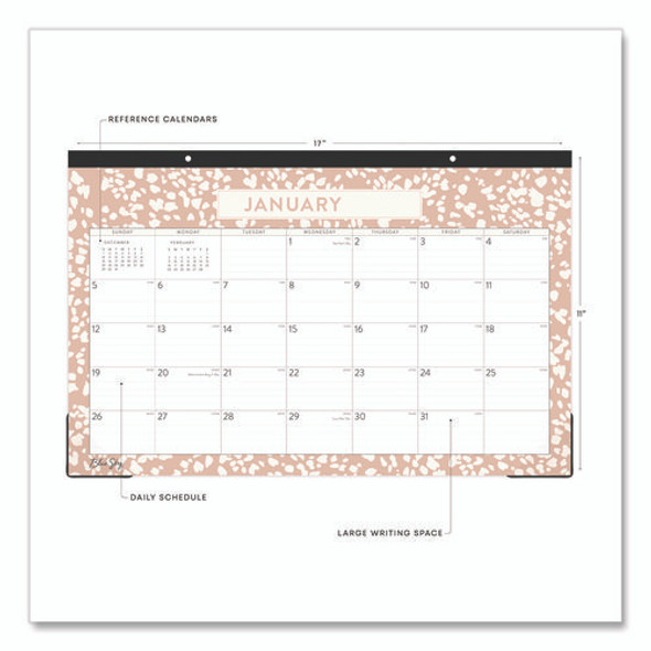 Natalya Desk Pad Calendar, Abstract Artwork, 17 x 11, White/Peach Sheets, Black Headband, 12-Month (Jan to Dec): 2025