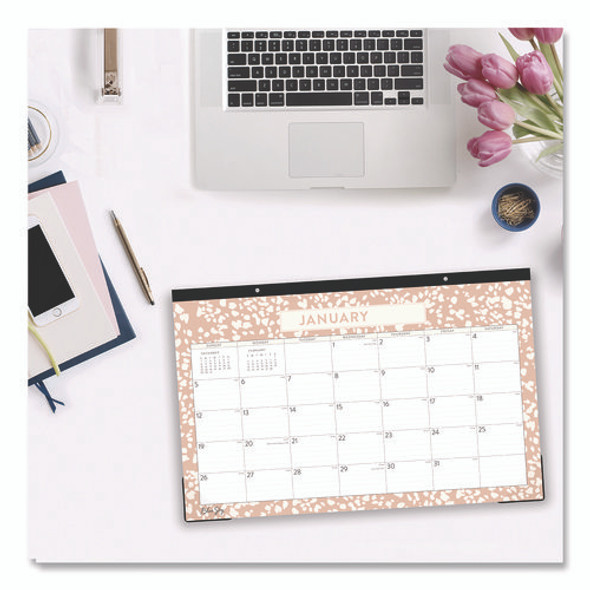 Natalya Desk Pad Calendar, Abstract Artwork, 17 x 11, White/Peach Sheets, Black Headband, 12-Month (Jan to Dec): 2025
