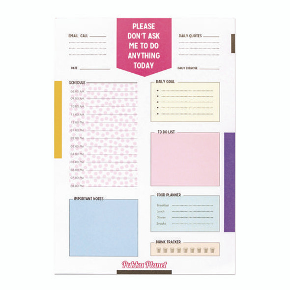 Eco Daily Planning Pad, Pukka Planet Artwork/Formatting, 9.84 x 7.48, White/Multicolor Sheets, 60-Days: Undated