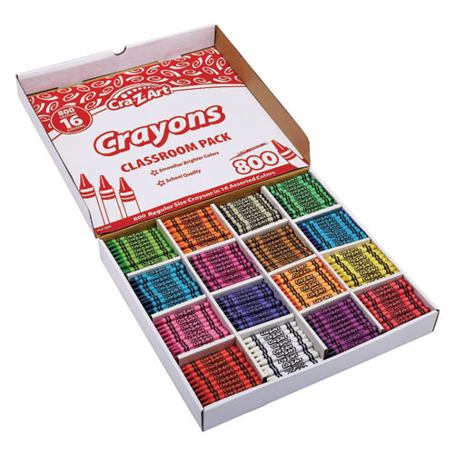 Crayons, 16 Assorted Colors, 800/Pack