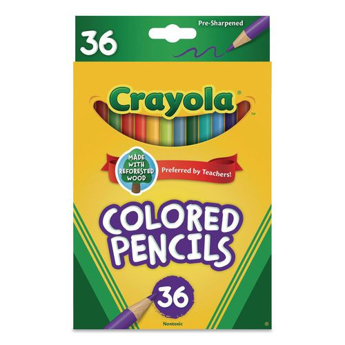 Short-Length Colored Pencil Set, 3.3 mm, 2B, Assorted Lead and Barrel Colors, 36/Pack