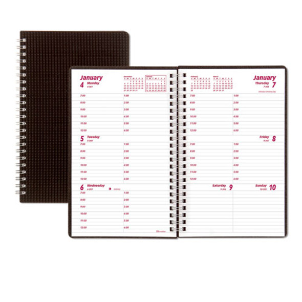 DuraFlex Weekly Planner, 8 x 5, Black Cover, 12-Month (Jan to Dec): 2025