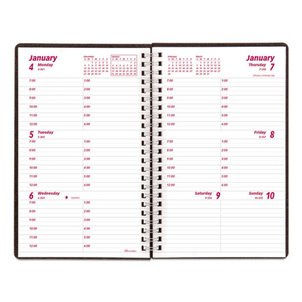 DuraFlex Weekly Planner, 8 x 5, Black Cover, 12-Month (Jan to Dec): 2025
