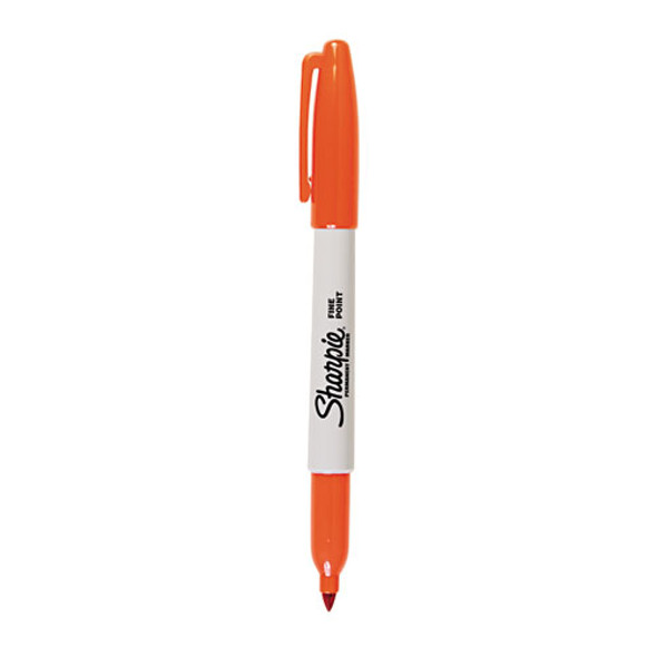 Fine Tip Permanent Marker, Fine Bullet Tip, Orange, Dozen