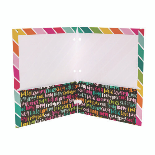 Two-Pocket Portfolio Folder, 1" Capacity, 9.6 x 11.9, Brush Strokes/Llamas/Stripes, 6/Pack