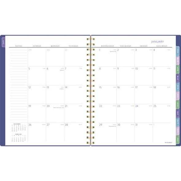 Badge Geo Weekly/Monthly Planner, 11 x 9.25, Purple/Gold Cover, 13-Month (Jan to Jan): 2025 to 2026