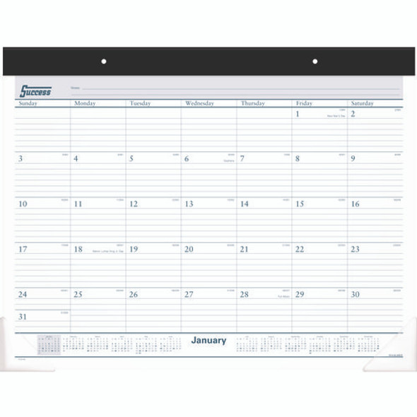 Desk Pad, 21.75 x 17, White Sheets, Black Binding, Clear Corners, 12-Month (Jan to Dec): 2025