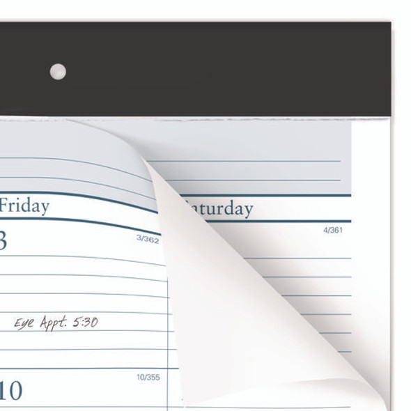 Desk Pad, 21.75 x 17, White Sheets, Black Binding, Clear Corners, 12-Month (Jan to Dec): 2025