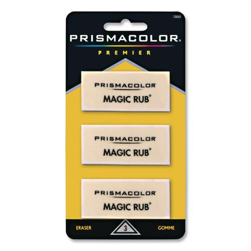 MAGIC RUB Eraser, For Pencil/Ink Marks, Rectangular Block, Medium, Off White, 3/Pack