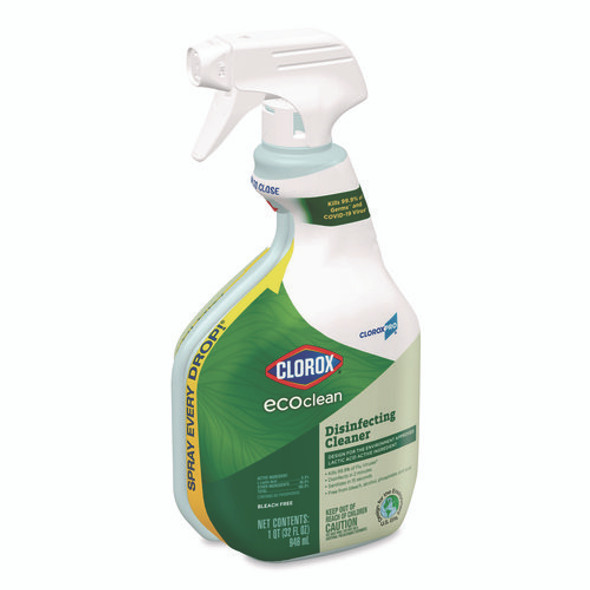 Clorox Pro EcoClean Disinfecting Cleaner, Unscented, 32 oz Spray Bottle, 9/Carton