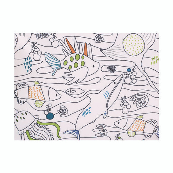 Color-Your-Own Lunch Bag with Marker Set, Oceanfront, 9.5 x 3.5 x 7.5, Blue Camo