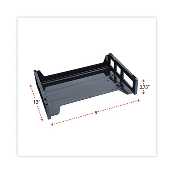 Recycled Plastic Side Load Desk Trays, 2 Sections, Letter Size Files, 13" x 9" x 2.75", Black Recycled Plastic Side Load Desk Trays, 2 Sections, Letter Size Files, 13" x 9" x 2.75", Black