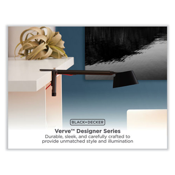 PureOptics Verve Designer Series LED Desk Lamp with Clamp Base, 13.58" High, Black