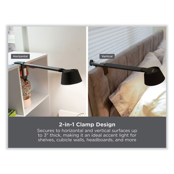 PureOptics Verve Designer Series LED Desk Lamp with Clamp Base, 13.58" High, Black