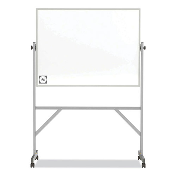 Reversible Magnetic Hygienic Porcelain Whiteboard with Aluminum Frame, 48" x 36", White Surface, Satin Aluminum Frame
