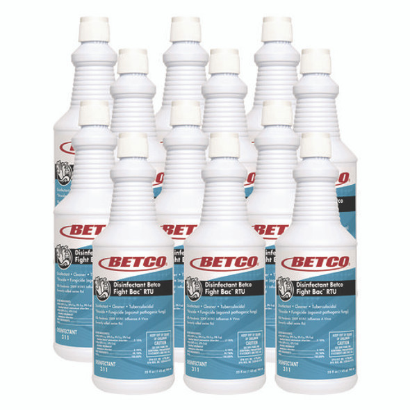 Fight Bac RTU Disinfectant, Citrus Floral Scent, 32 oz Spray Bottle, 12/Carton