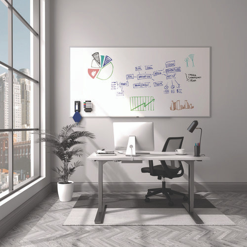 Melamine Dry Erase Board, 96" x 48", White Surface, Gray/Natural Aluminum Frame