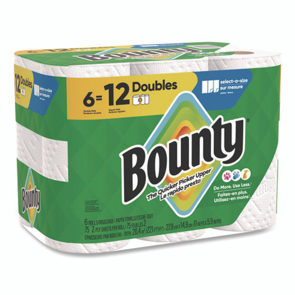 Select-a-Size Kitchen Roll Paper Towels, 2-Ply, White, 10.2 x 11, 75 Sheets/Roll, 6 Triple Rolls/Pack, 6 Packs/Carton