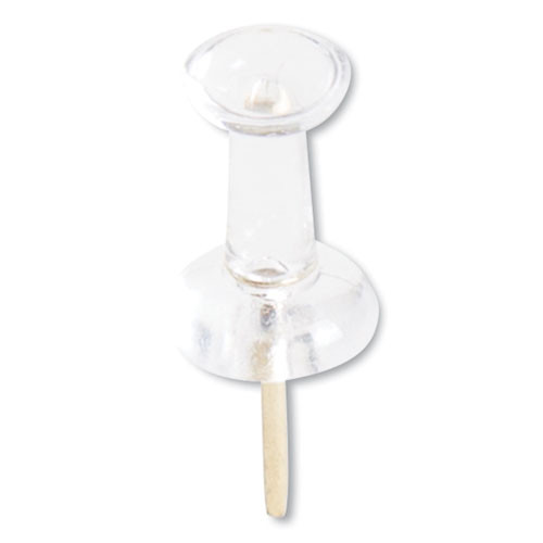 Standard Push Pins, Plastic, Clear, Clear Head/Gold Pin, 0.44", 100/Pack