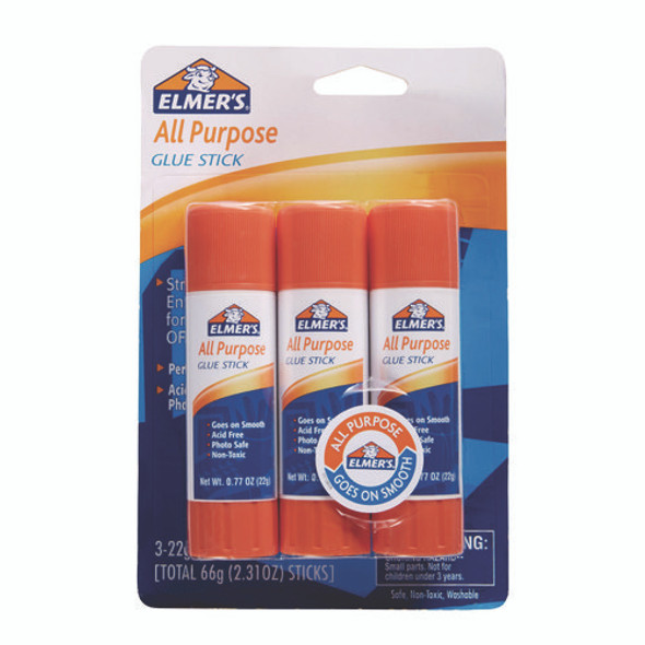 All Purpose Glue Stick, 0.77 oz, Dries Clear, 3/Pack