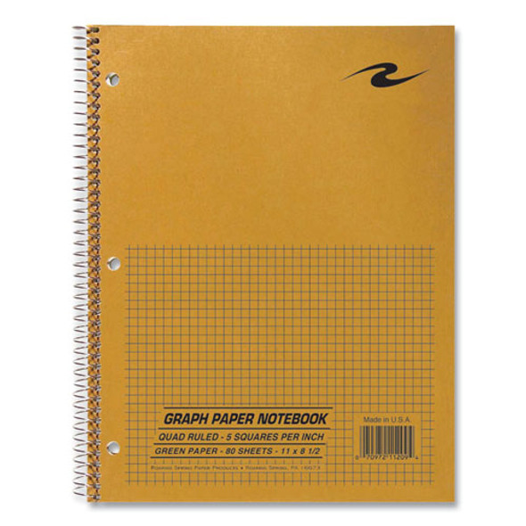 Lab and Science Wirebound Notebook, Quadrille Rule (5 sq/in), Brown Cover, (80) 11 x 8.5 Sheets, 24/Carton