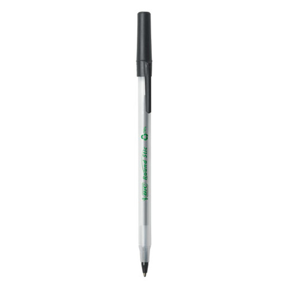 Ecolutions Round Stic Ballpoint Pen Value Pack, Stick, Medium 1 mm, Black Ink, Clear Barrel, 50/Pack