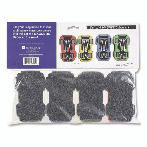 Magnetic Racecar Whiteboard Eraser, 4.5 x 2.6 x 1, 4/Pack, 24 Packs/Carton