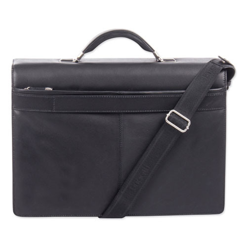 Milestone Briefcase, Fits Devices Up to 15.6", Leather, 5 x 5 x 12, Black