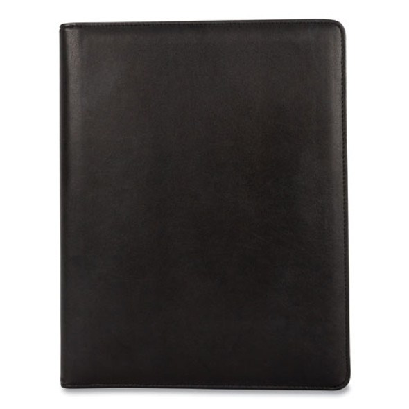 Faux-Leather Padfolio with Solar Calculator, 9 x 12 Pad, 9.75 x 12.5, Black
