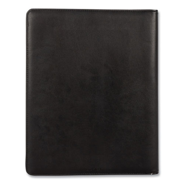 Faux-Leather Padfolio with Solar Calculator, 9 x 12 Pad, 9.75 x 12.5, Black