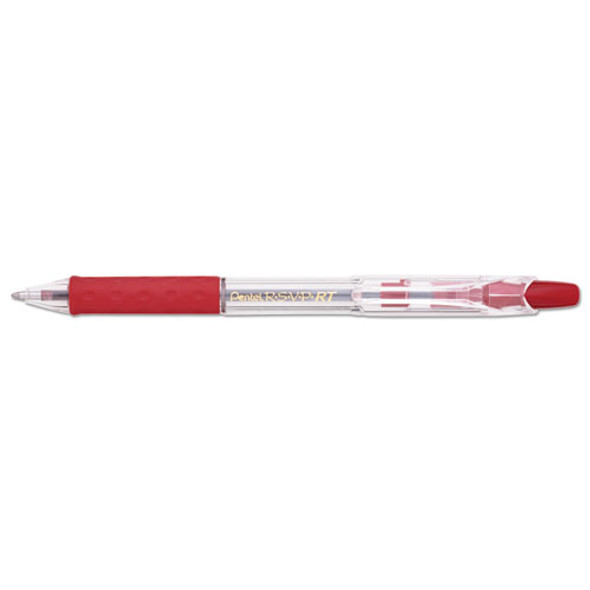 R.S.V.P. RT Ballpoint Pen, Retractable, Medium 1 mm, Red Ink, Clear Barrel, Dozen