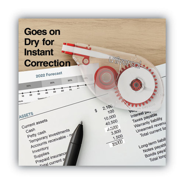 Side-Application Correction Tape, Transparent Gray/Red Applicator, 0.2" x 393", 2/Pack