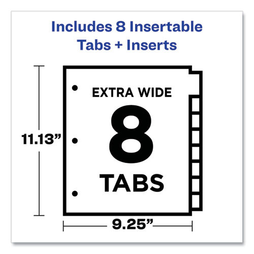 Insertable Big Tab Dividers, 8-Tab, 11.13 x 9.25, White, Clear Tabs, 1 Set