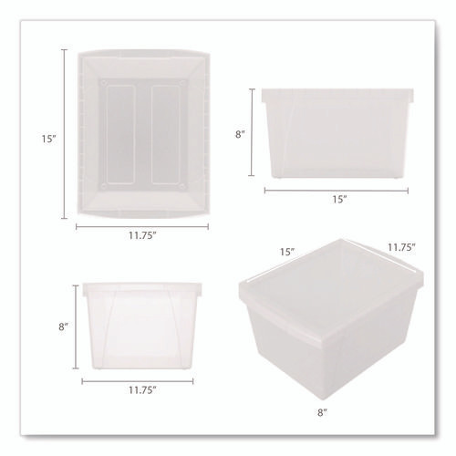 Storage Bins, with Snap-On Lid, 4 gal, 11.25 x 13.53 x 7.87, Translucent, 6/Pack