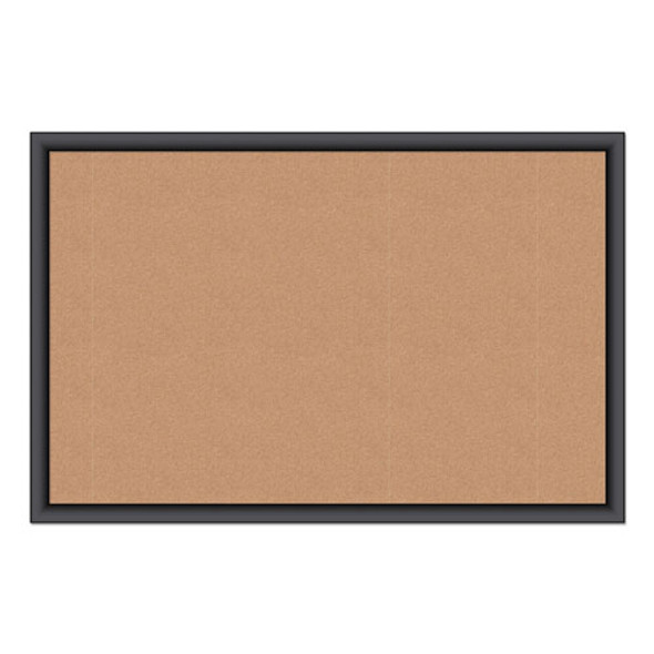 Cork Bulletin Board, 36" x 24" (Actual Size: 35" x 23"), Tan Surface, Black Wood Frame