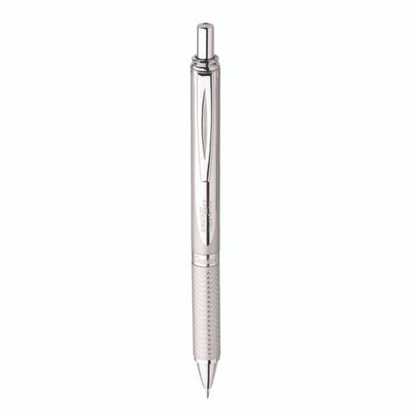 EnerGel Alloy RT Gel Pen, Retractable, Medium 0.7 mm, Black Ink, Polished Aluminum Barrel